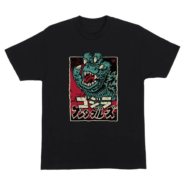 Santa Cruz x Godzilla Hand Front S/S Heavyweight T-Shirt - Black